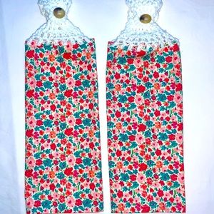 Hand Crafted Pioneer Woman Crochet Top Hanging Kitchen or Bathroom Hand Towels